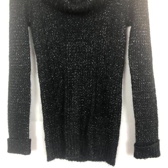Derek Heart Y2K Cowl Neck Metallic Black Knit Sweater Size M - Picture 4 of 11